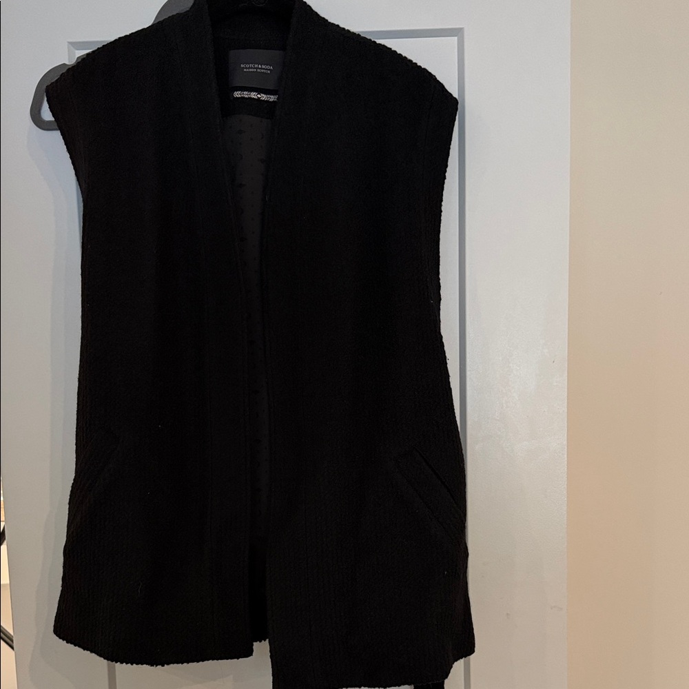 Scotch & Soda Black Textured wool Vest